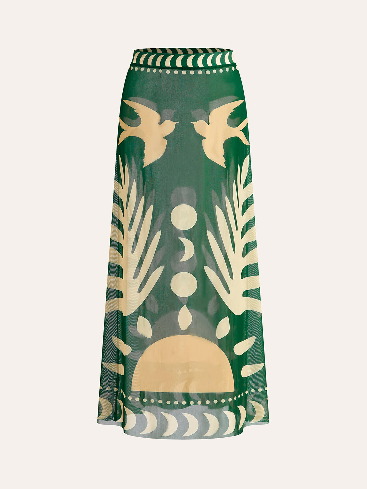 Tropical Breeze | Maxi Skirt for Women with Bird Print in Lightweight Mesh | Elegant Beach Cover-Up for Stylish Comfort 8