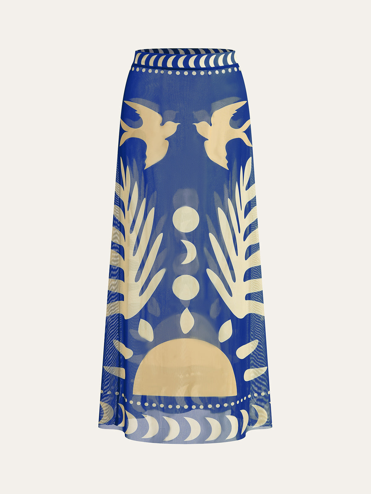 Tropical Breeze | Maxi Skirt for Women with Bird Print in Lightweight Mesh | Elegant Beach Cover-Up for Stylish Comfort 9