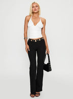 Women's True Grit Eyelet Flare Pants Black | Eyelet flared pants 2
