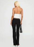 Women's True Grit Eyelet Flare Pants Black | Eyelet flared pants 4