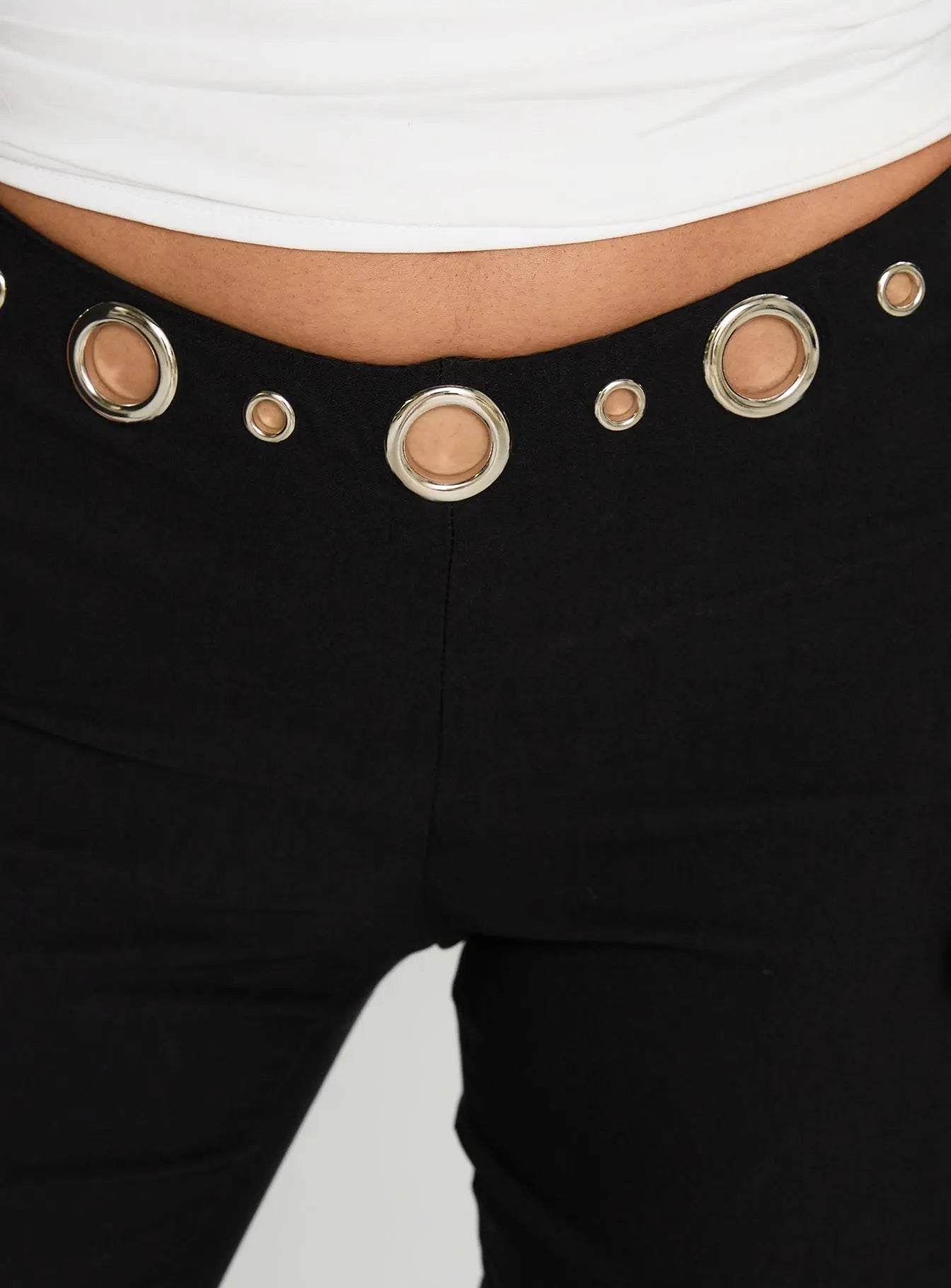 Women's True Grit Eyelet Flare Pants Black | Eyelet flared pants 5