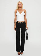 Women's True Grit Eyelet Flare Pants Black | Eyelet flared pants 6