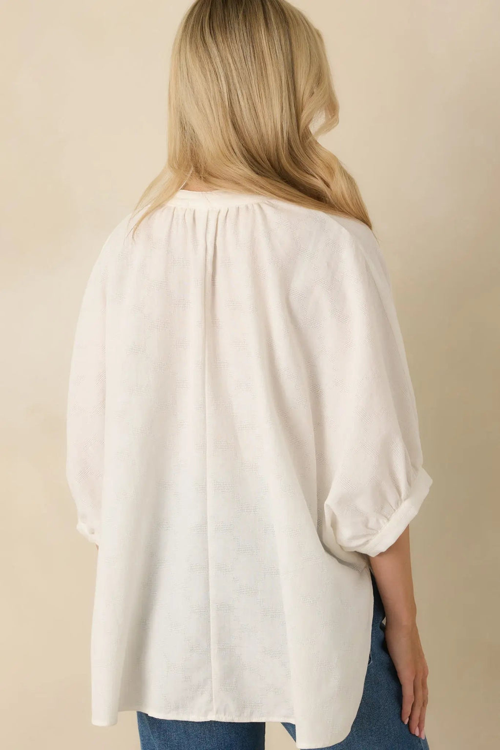 Women's Under Open Skies White Cotton Long Flowy Blouse | 100% Cotton 7