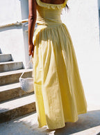 Women's Valerio Maxi Skirt Yellow | Linen blend pleated Maxi skirt 3