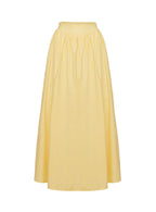 Women's Valerio Maxi Skirt Yellow | Linen blend pleated Maxi skirt 4