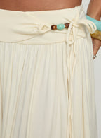 Women's Velvet Storm Tie Detail Flowy Maxi Skirt Cream | Tie-detail flowy maxi skirt 5