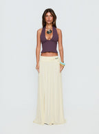 Women's Velvet Storm Tie Detail Flowy Maxi Skirt Cream | Tie-detail flowy maxi skirt 6