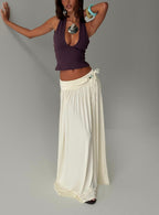 Women's Velvet Storm Tie Detail Flowy Maxi Skirt Cream | Tie-detail flowy maxi skirt 7