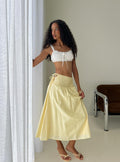 Women's Vence Ruched Maxi Skirt Lemon Yellow | Linen blend ruched maxi skirt 0