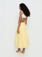 Women's Vence Ruched Maxi Skirt Lemon Yellow | Linen blend ruched maxi skirt 4