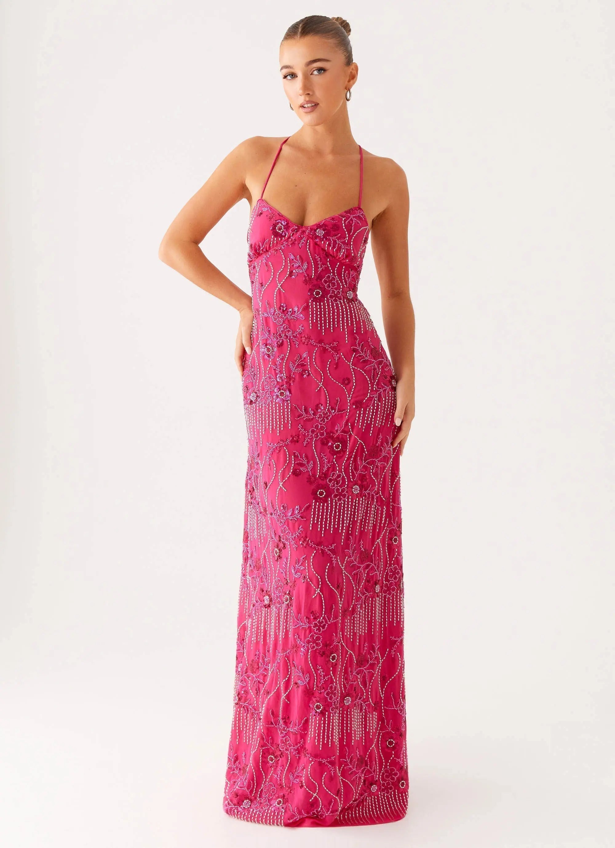 Women's Vietta | Sequin Cami Maxi Dress with Open Back Design | Stunning Evening Wear - Women's | Sequin embellishments  7