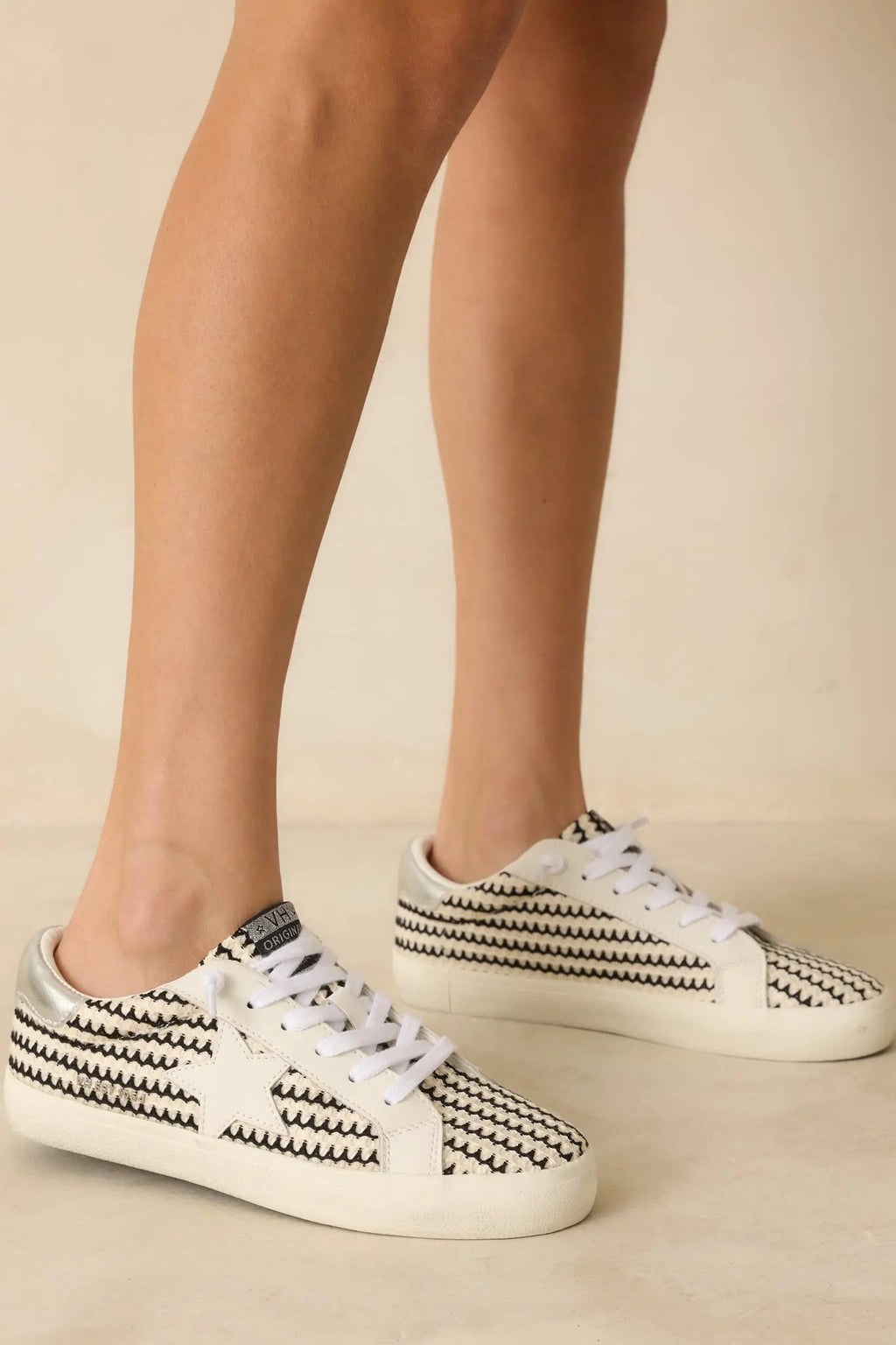 Women's Vintage Havana Flair 45 Black & White Crochet Sneakers | All Man Made Materials 3