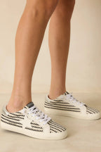 Women's Vintage Havana Flair 45 Black & White Crochet Sneakers | All Man Made Materials 3