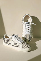 Women's Vintage Havana Flair 45 Black & White Crochet Sneakers | All Man Made Materials 5