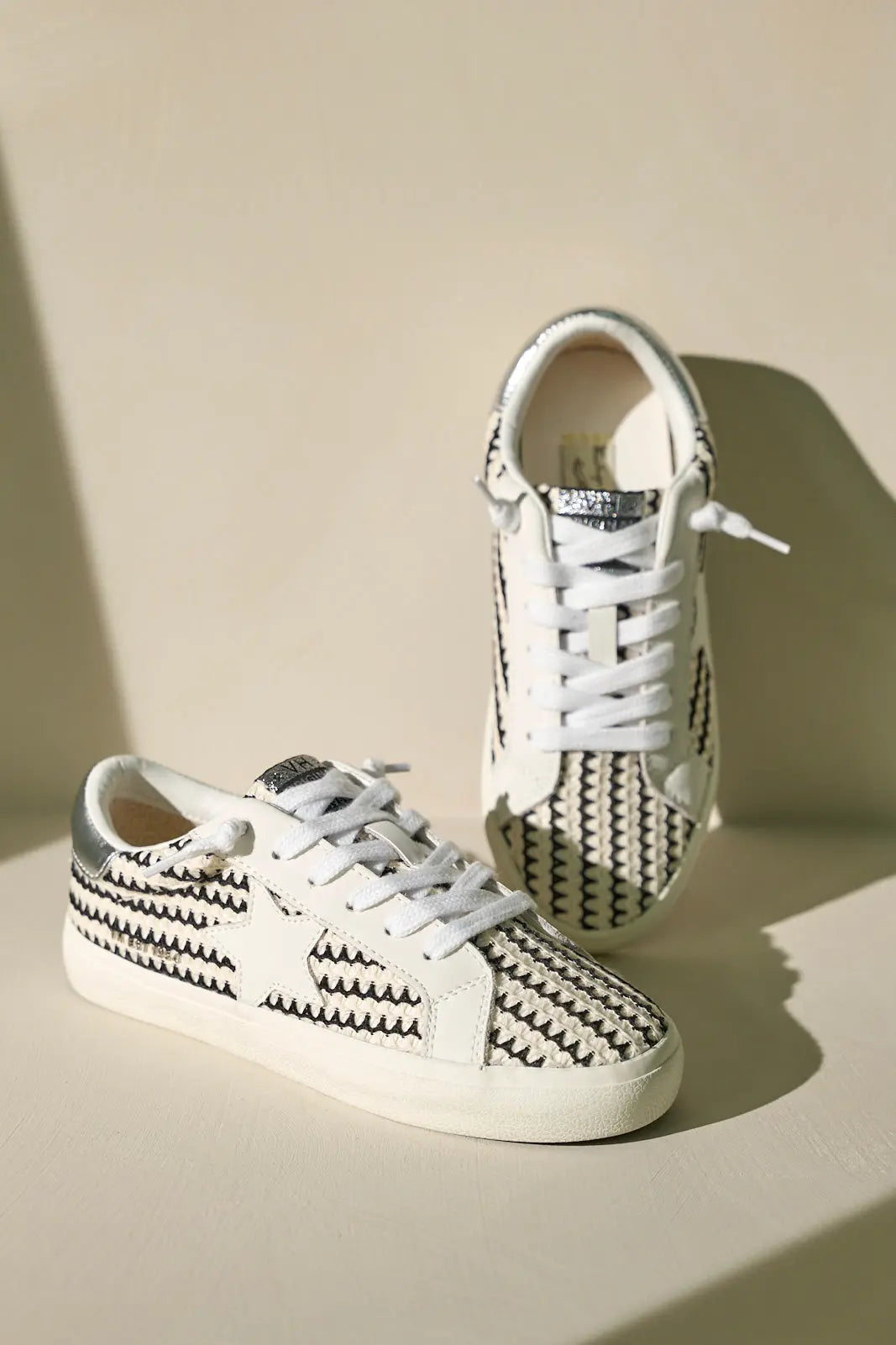 Women's Vintage Havana Flair 45 Black & White Crochet Sneakers | All Man Made Materials 5