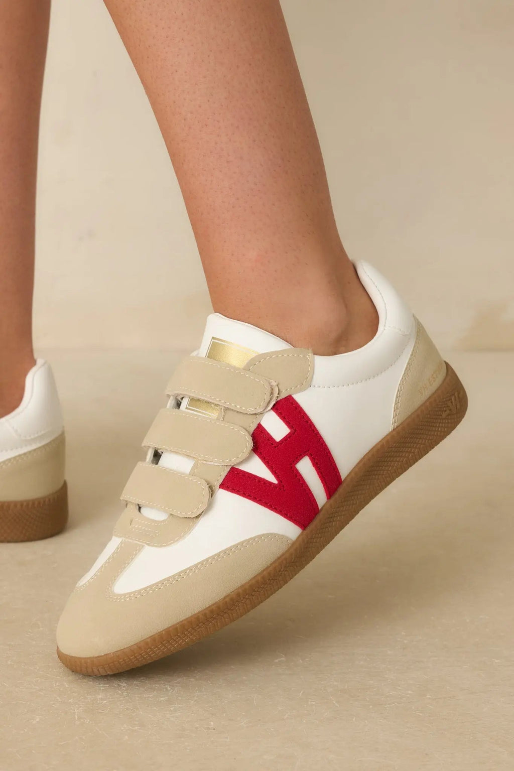 Women's Vintage Havana Pace 4 Red Multi Three Strap Low Top Sneakers | All Man Made Materials 1