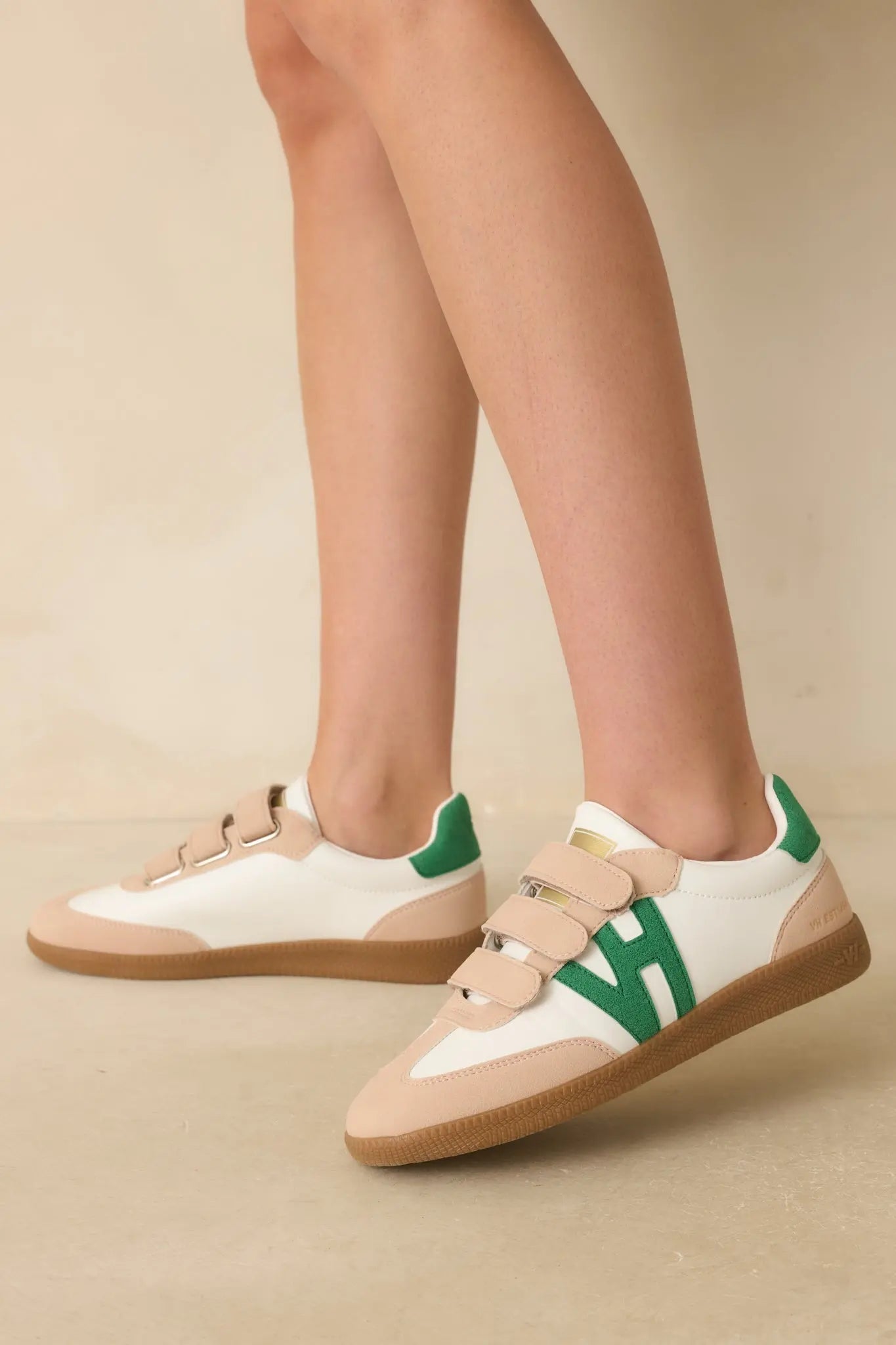 Women's Vintage Havana Pace 5 Green Multi Three Strap Low Top Sneakers | All Man Made Materials 1