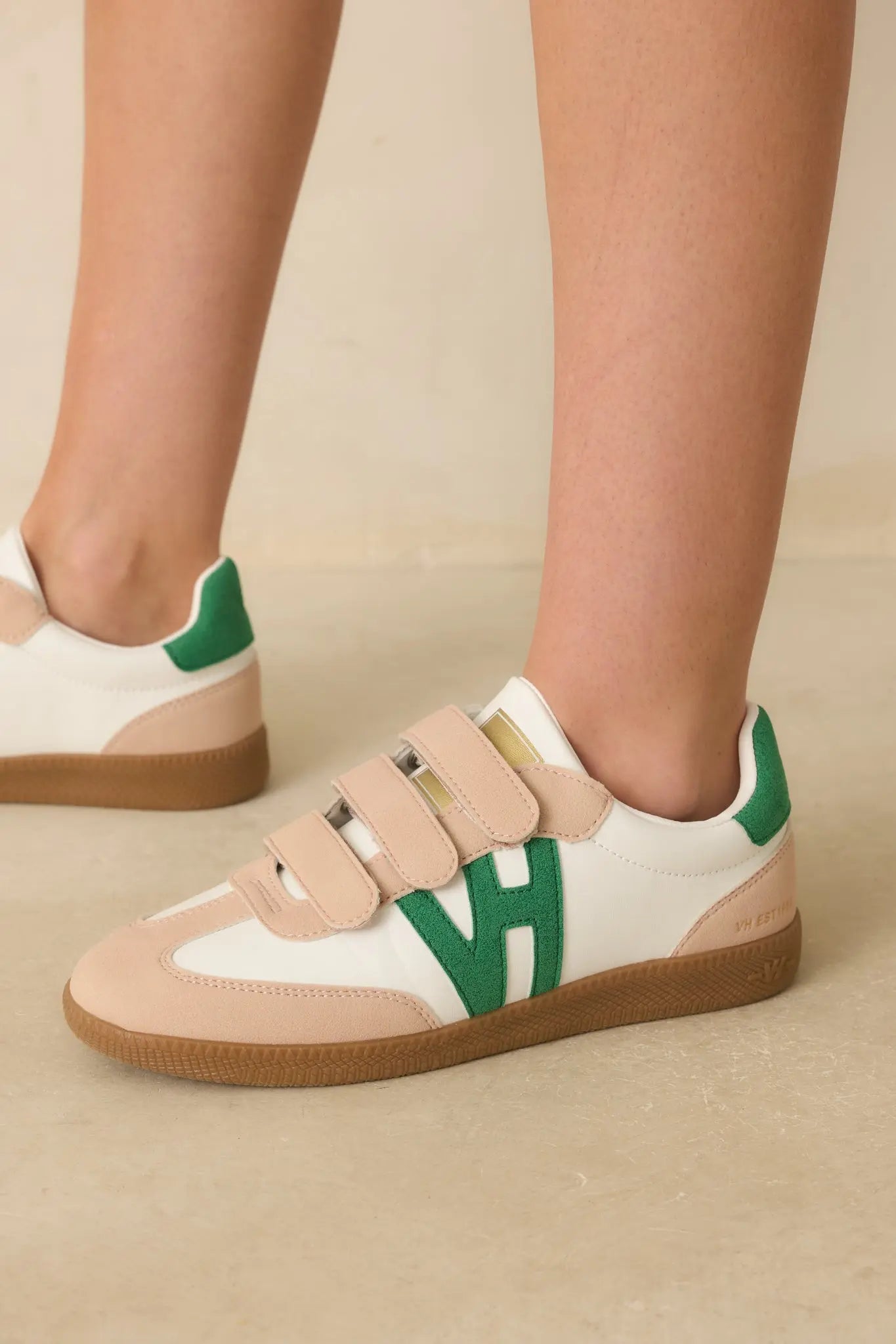 Women's Vintage Havana Pace 5 Green Multi Three Strap Low Top Sneakers | All Man Made Materials 2