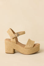 Women's Walking On Sunshine Natural Raffia Block Heel Platform Sandals | Heel measures 3.5" 2