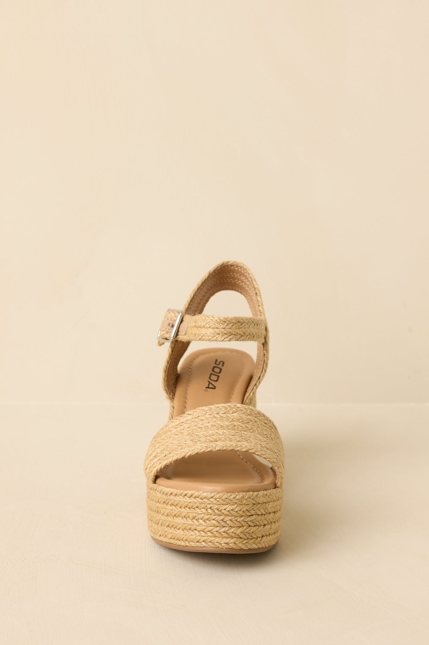 Women's Walking On Sunshine Natural Raffia Block Heel Platform Sandals | Heel measures 3.5" 4