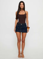 Women's Warna Low Rise Denim Mini Skirt Dark Wash | Denim mini skirt in a low-rise fit 5