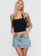 Women's Warna Low Rise Denim Mini Skirt Light Blue Wash | Denim mini skirt in a low-rise fit 0