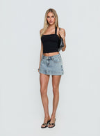 Women's Warna Low Rise Denim Mini Skirt Light Blue Wash | Denim mini skirt in a low-rise fit 1