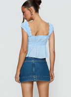 Women's Warna Low Rise Denim Mini Skirt Mid Blue Wash | Denim mini skirt in a low-rise fit 3