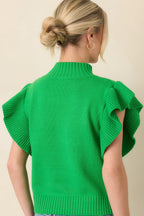 Women's Watch Her Work Kelly Green Knit Flutter Sleeve Top | 60% Cotton & 40% Acrylic 7