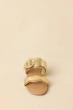 Women's Waves Of My Heart Gold Crocodile Sandals | All Man Made Materials 3