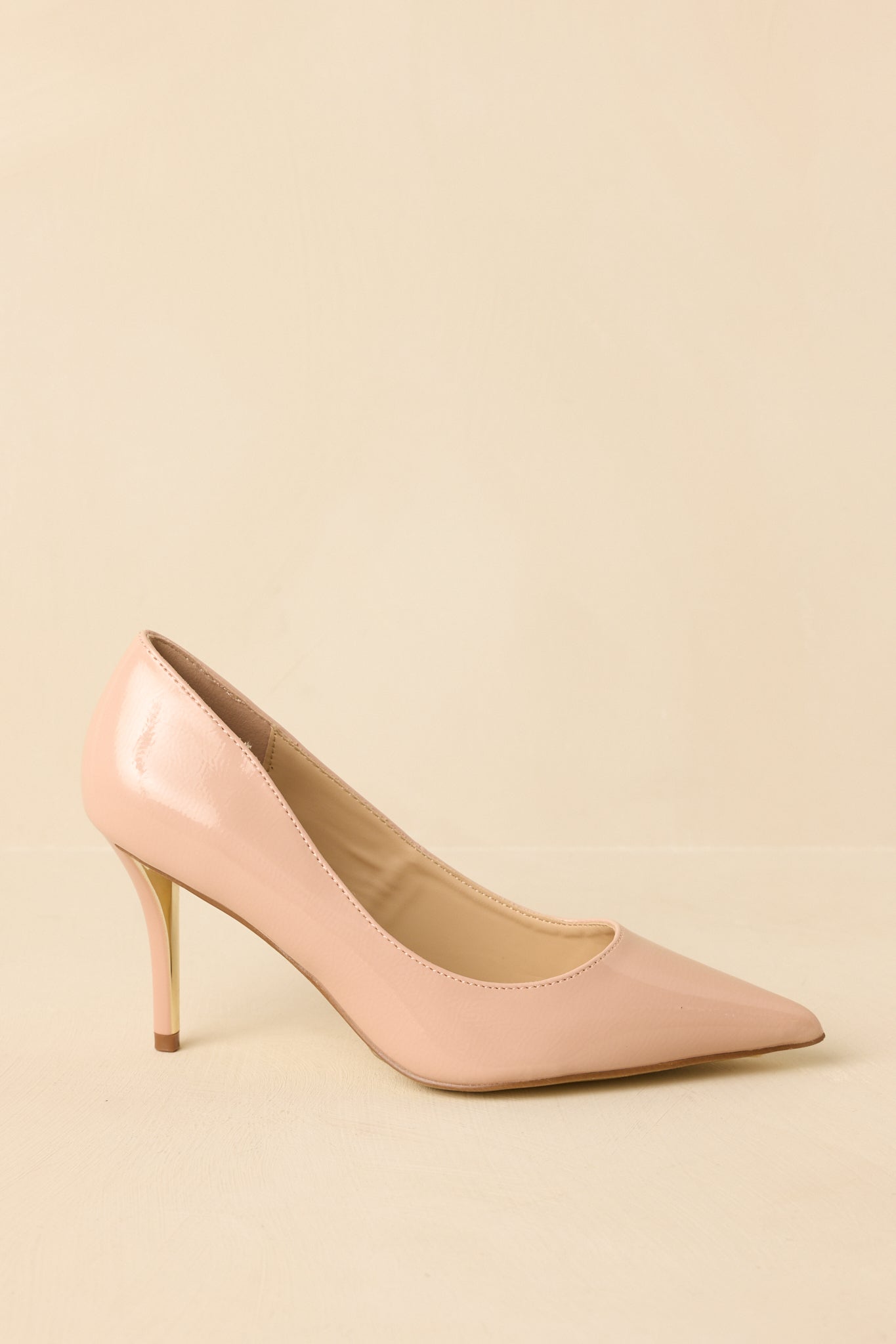 Women's Well Prepared Nude Patent Pointed Toe Heels | Heel measures 3.25" 3