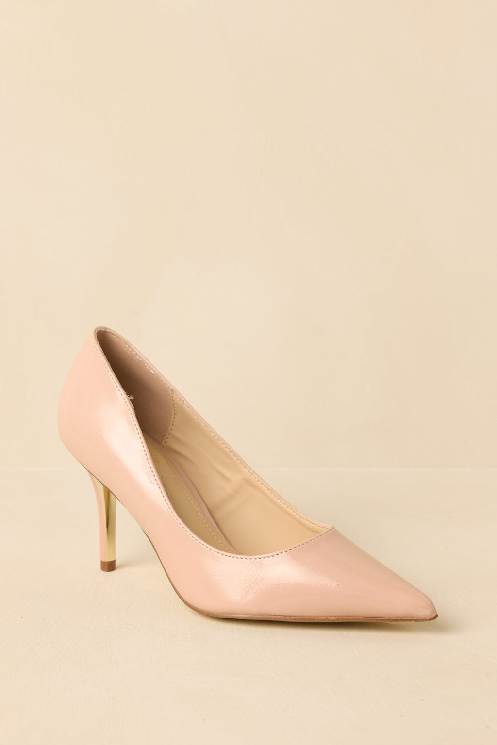 Women's Well Prepared Nude Patent Pointed Toe Heels | Heel measures 3.25" 4