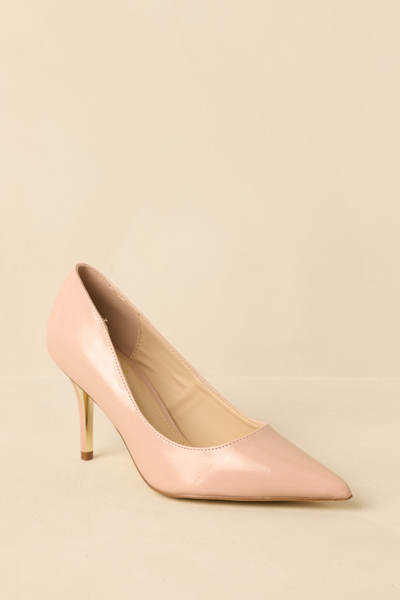 Women's Well Prepared Nude Patent Pointed Toe Heels | Heel measures 3.25" 4