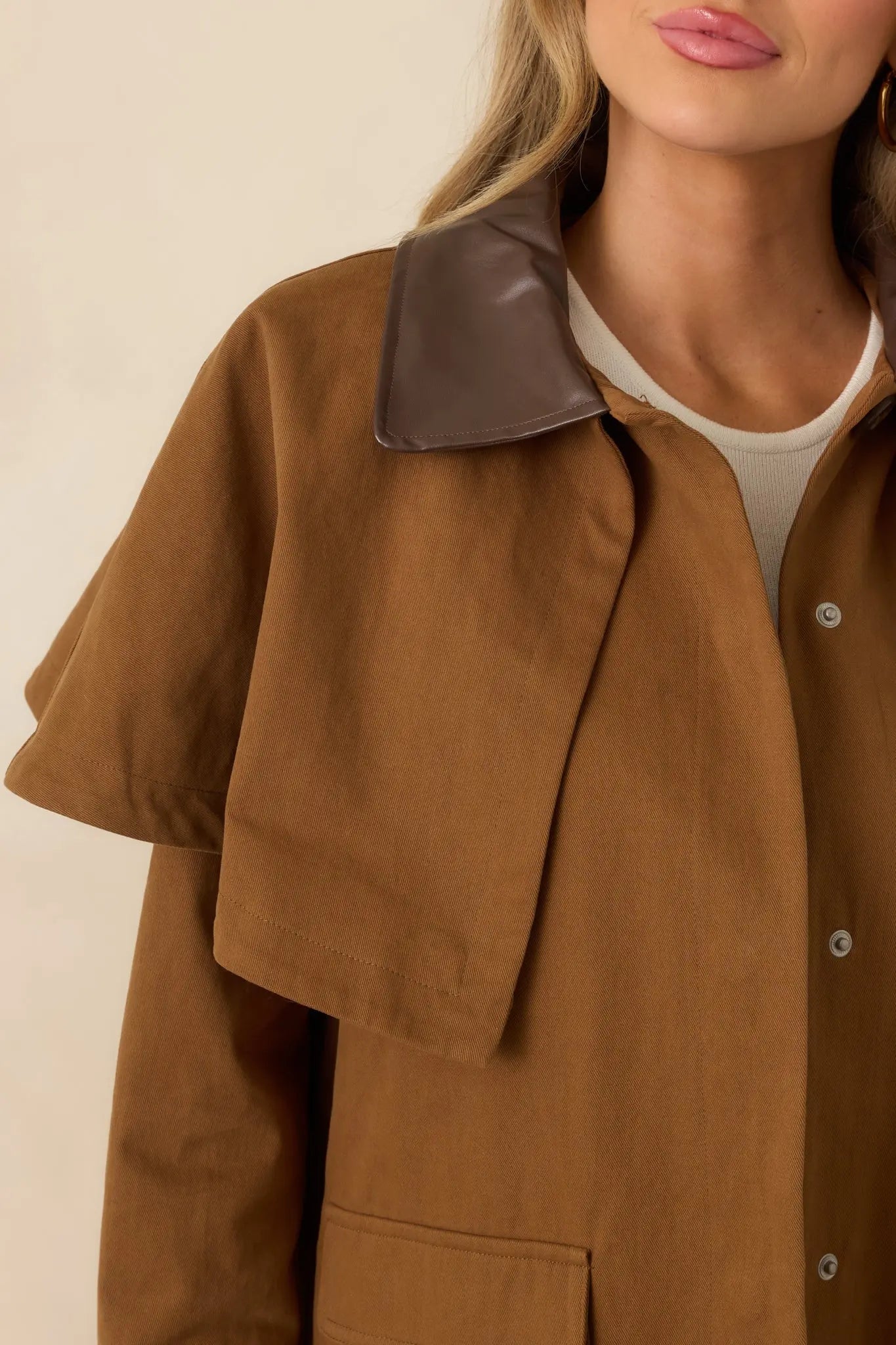 Women's Well Traveled Ways Brown Cotton Cape Back Utility Jacket | 100% Cotton 2