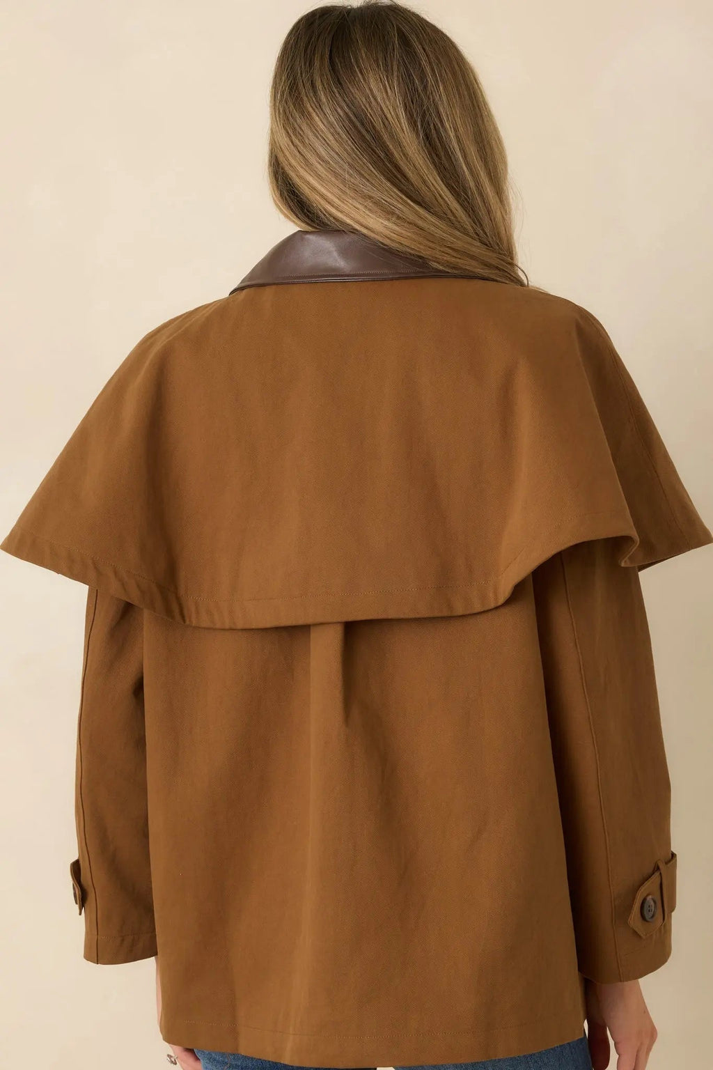 Women's Well Traveled Ways Brown Cotton Cape Back Utility Jacket | 100% Cotton 7