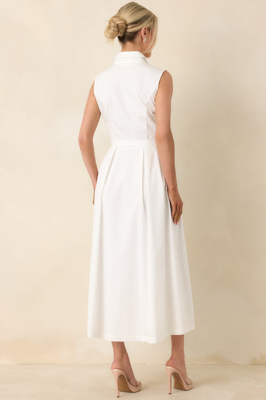 Women's What Can I Say White Cotton Sleeveless Button Front Belted Maxi Dress | 100% Cotton 6