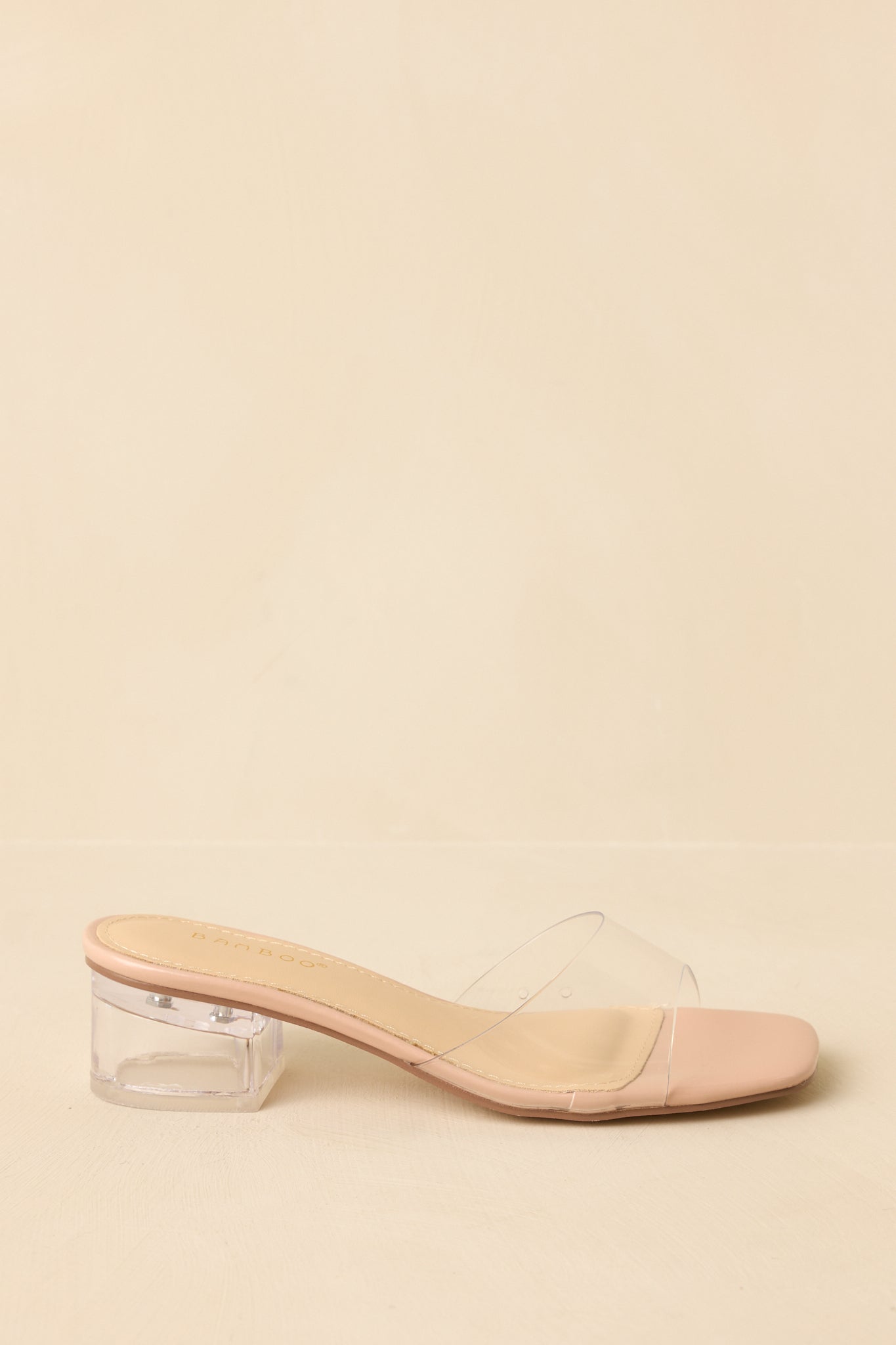 Women's Where I Stand Beige Clear Low Block Heels | Heel measures 1.75" 2