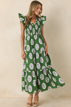 Women's Where the Sun Goes Green Multi Cotton Fish Pattern Maxi Dress | 100% Cotton 0