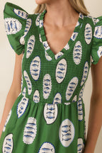 Women's Where the Sun Goes Green Multi Cotton Fish Pattern Maxi Dress | 100% Cotton 1