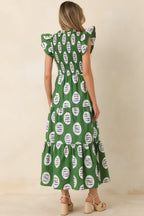 Women's Where the Sun Goes Green Multi Cotton Fish Pattern Maxi Dress | 100% Cotton 6