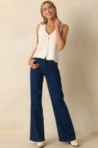Women's Wherever We Go Dark Wash Cotton Denim Wide Leg Jeans | 93% Cotton 3