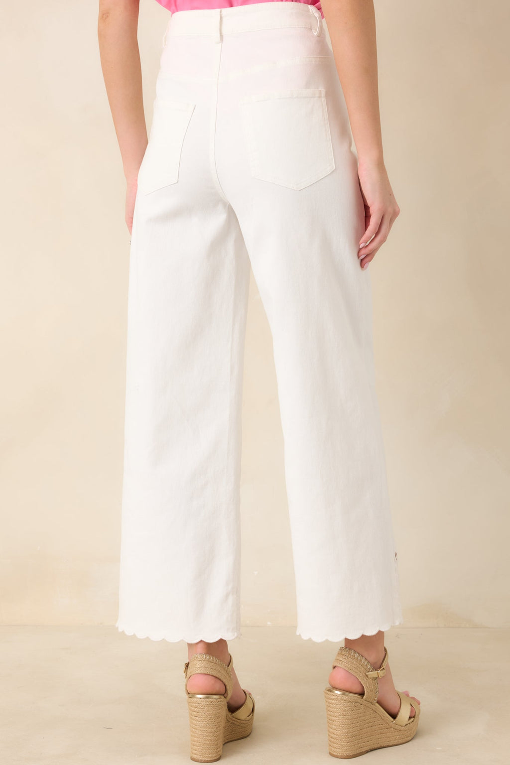 Women's Whispers of Elegance Ivory Embroidered Lace Trim Cotton Pants | 97% Cotton & 3% Spandex 4