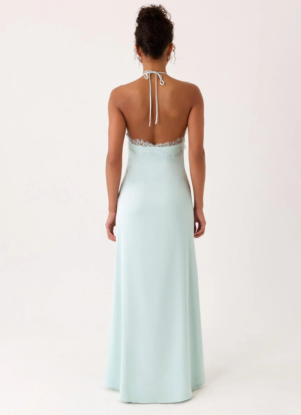 Women's White Maxi Dress with Lace Trim & Halter Neckline | Flattering Long Dress for Effortless Style - Women's | Halte 2