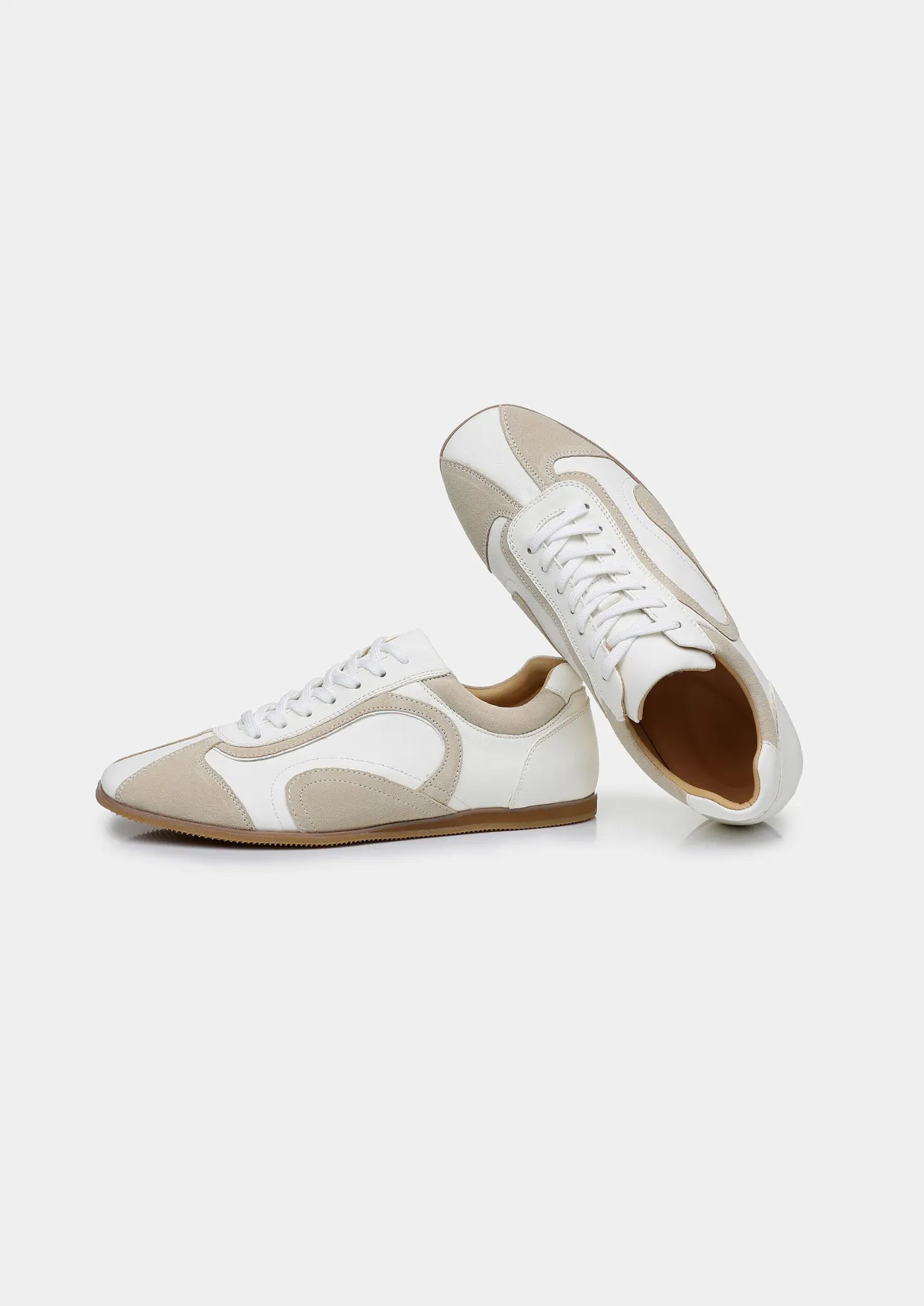 Women's White Retro Hybrid Suede Leather Runner 1