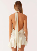 Women's Willow Collection | Women's Chiffon Mini Dress with Halter Neckline | Elegant White Cocktail Dress for Effortles 2