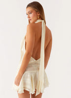 Women's Willow Collection | Women's Chiffon Mini Dress with Halter Neckline | Elegant White Cocktail Dress for Effortles 4