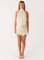 Women's Willow Collection | Women's Chiffon Mini Dress with Halter Neckline | Elegant White Cocktail Dress for Effortles 5