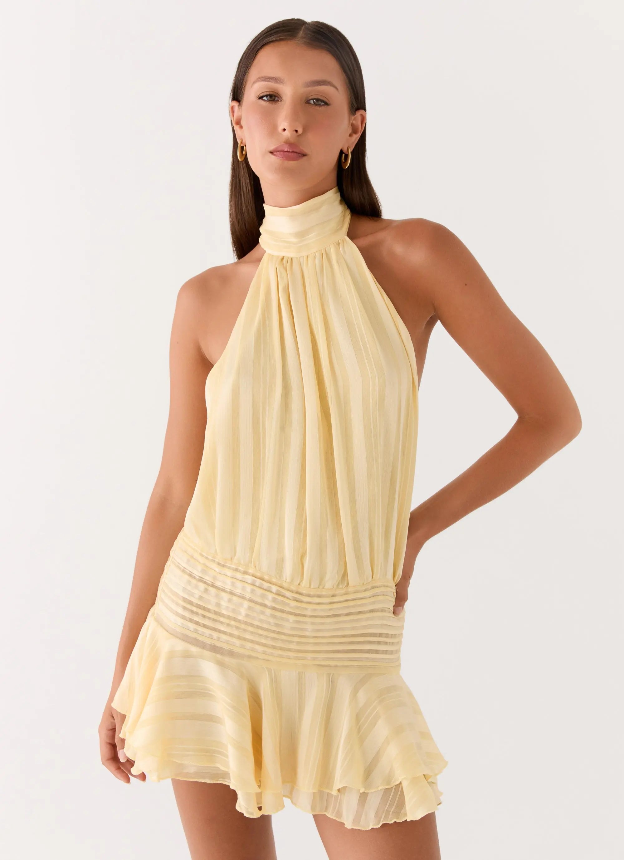 Women's Willow Collection | Women's Chiffon Mini Dress with Halter Neckline | Flattering Fit for Summer Events | Halter  4