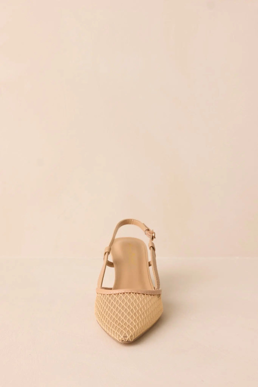 Women's Willow’s Secret Beige Mesh Slingback Kitten Heels | Heel Measures 3" in Height 5