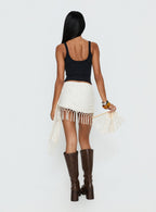 Women's Winita Macrame Tassel Mini Skirt Cream | Tassel mini skirt in macrame fabric 4